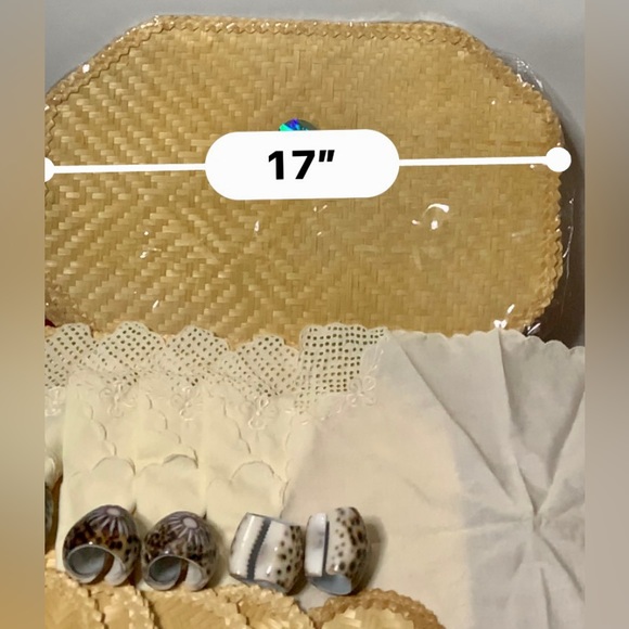 ♥️Juego de tapetes para mesa de 5,Echo a mano de palma natural y caracoles♥️#CAM - Picture 8 of 14